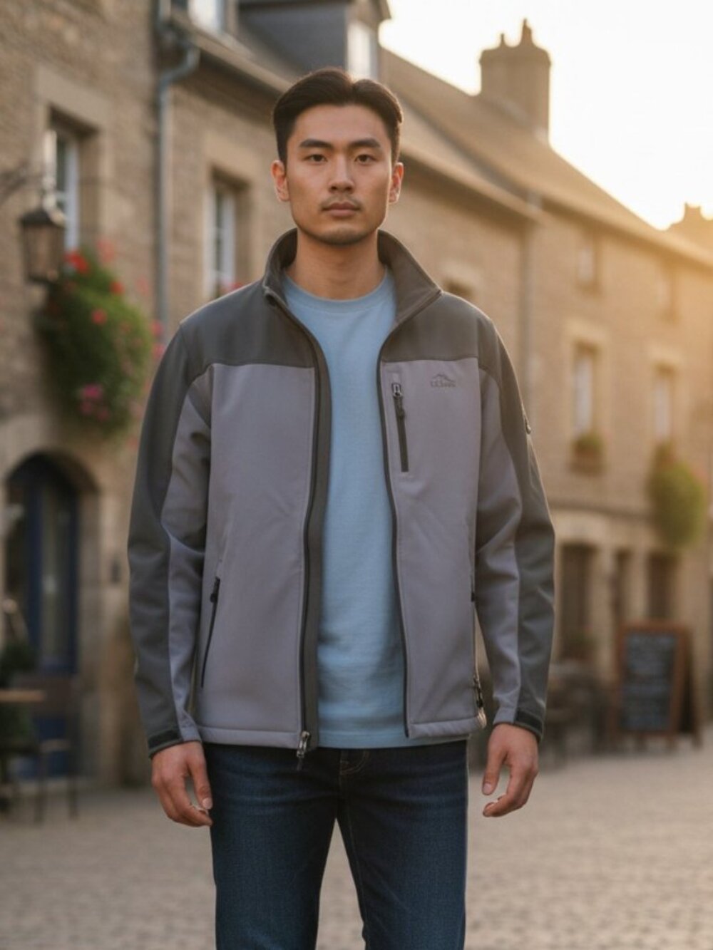 L.L.Bean Windproof Softshell Jacket - Grey Colourblock - Large Tall - Picture 1 of 7